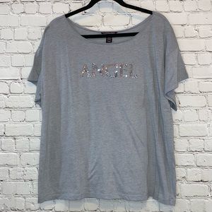 🎓VS Gray Pajama Tee Shirt with Silver Sequins Angel
